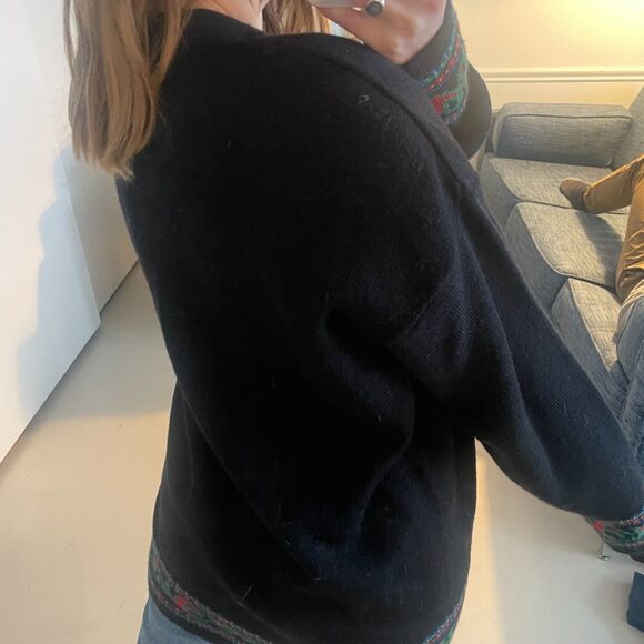 Pendleton Button Front Knit 100% Virgin Wool Cardigan Sweater Black Large Tall - Picture 4 of 6